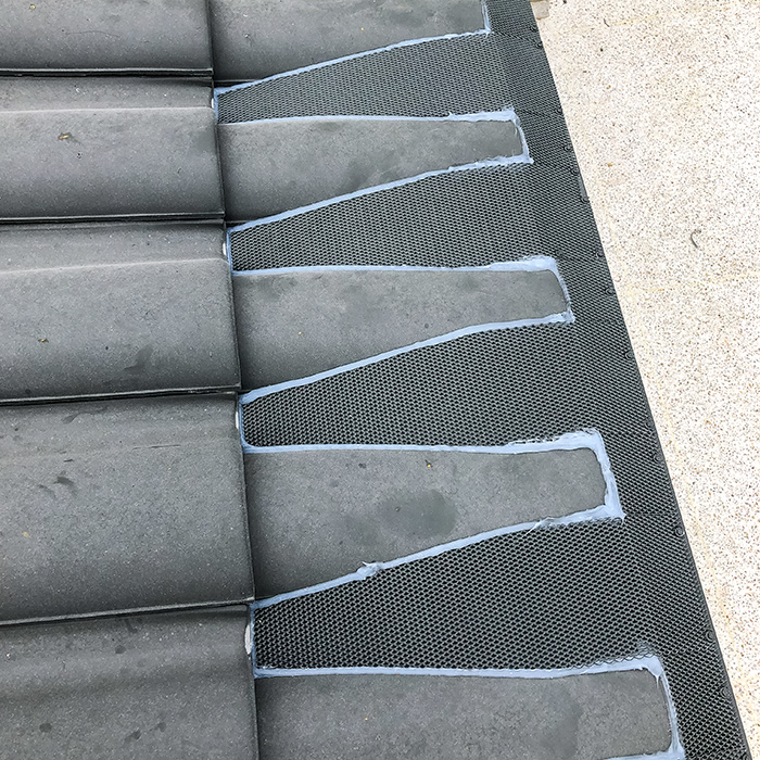  Gutter Guard mesh protection on a Swiss tiled roof 